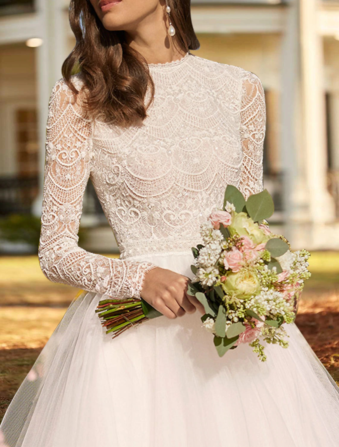 Wholesale Reception Simple Wedding Dresses Wedding Dresses A-Line Sweetheart Strapless Ankle Length Lace Bridal Gowns With Pleats Solid Color